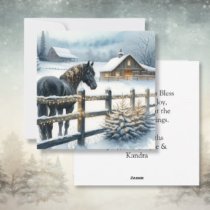 Caballo Negro en una Granja de Navidad Personaliza