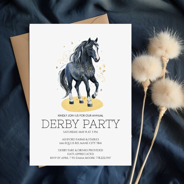 Caballo Negro Mágico con Brillo Dorado Invitación  (Subido por el creador)
