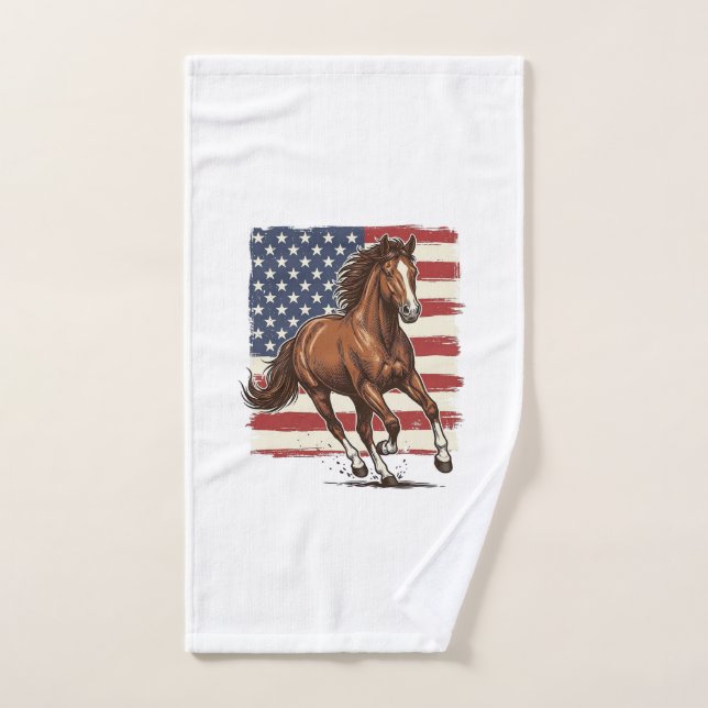 Caballo Patriótico Diseño Vectorial Western Vintag (Toalla de mano)