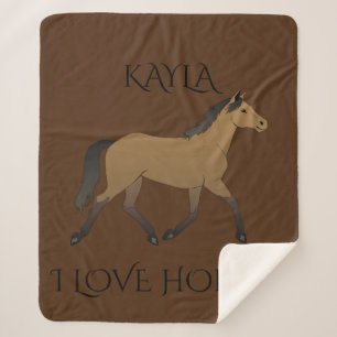 Caballo personalizado de manta sherpa en marrón.