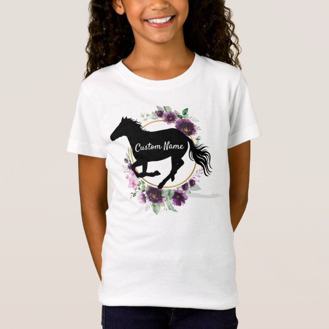 Caballo Personalizado Nombre Silhuette camiseta (Anverso)