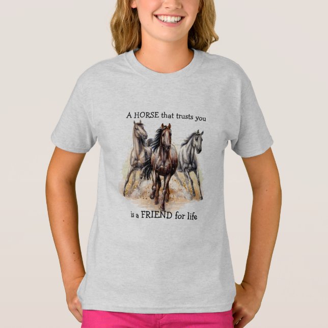 CABALLO que confía en AMIGO por vida Cita camiseta (Anverso)