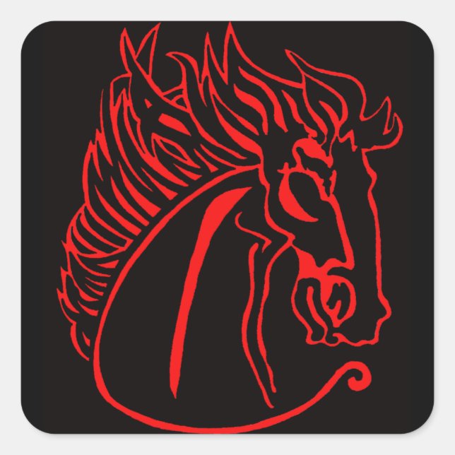 Caballo Rojo en Pegatinas de la Plaza Negra (Anverso)