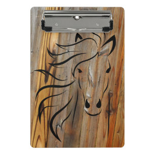 Caballo Rústico en el Mini Portapapeles de Madera