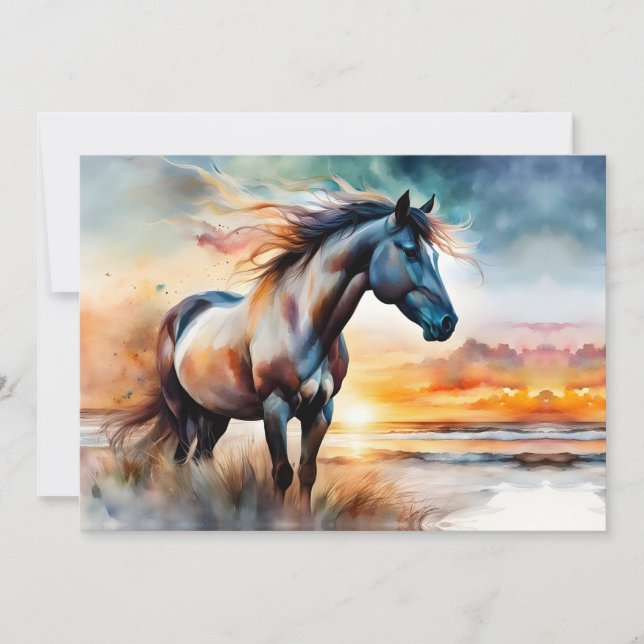 Caballo salvaje en una duna fresca al atardecer (Anverso)