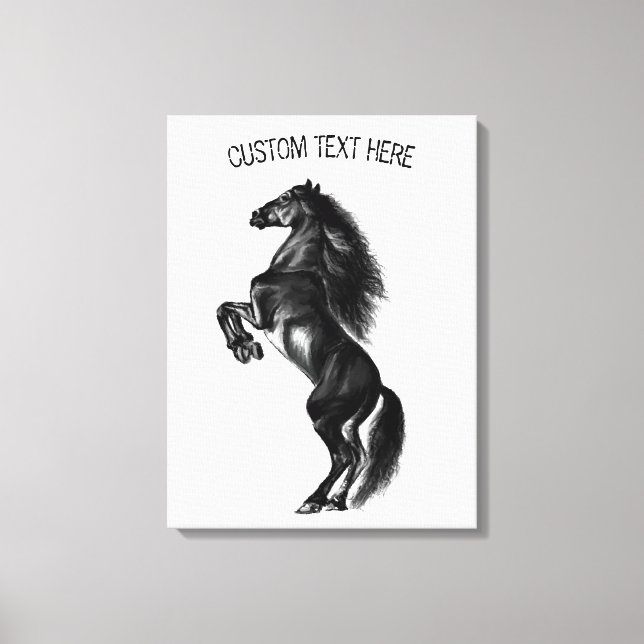 Caballo Salvaje Negro Vertical Tu Texto Impresión  (Anverso)