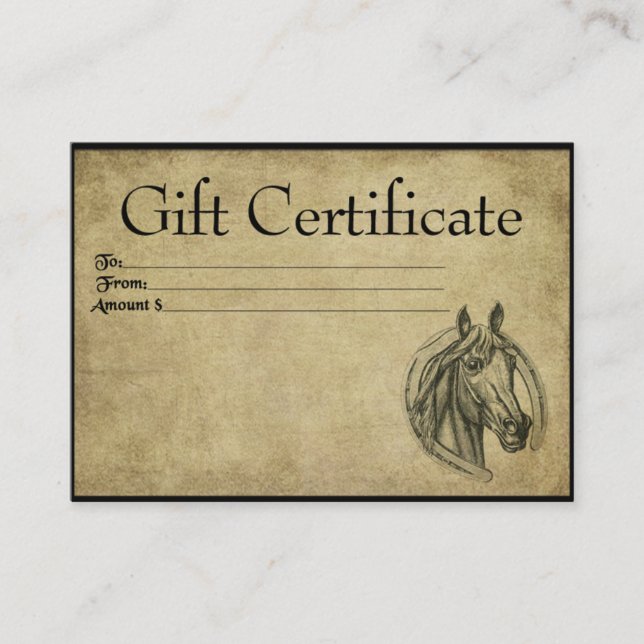 Caballo Suertudo - Tarjetas de certificado de rega (Anverso)
