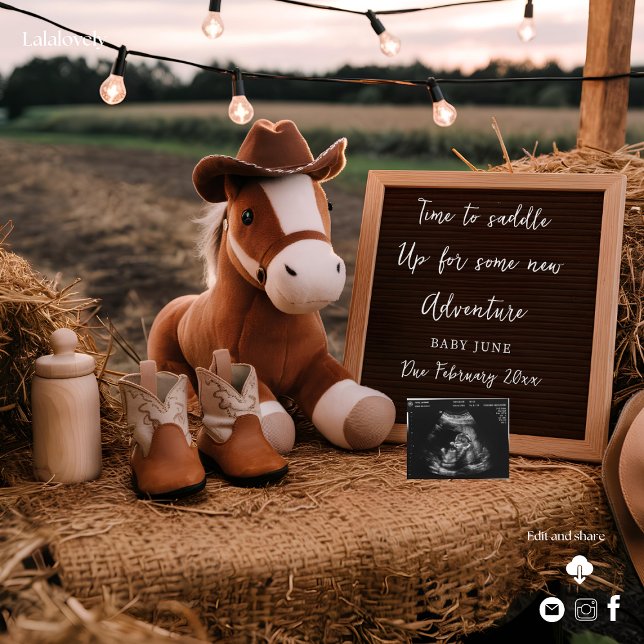 Caballo vaquero de campo Invitación de embarazo (Subido por el creador)