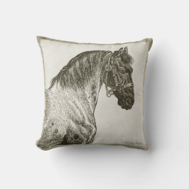 Caballo vintage arroja almohada en neutrales.