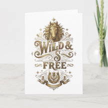 Caballo Vintage Salvaje y Libre Tarjeta de Felicit