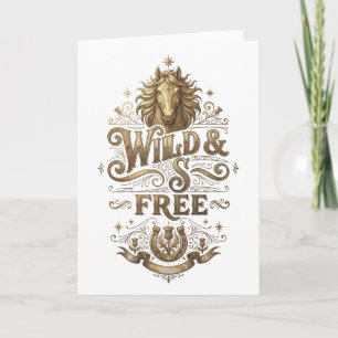 Caballo Vintage Salvaje y Libre Tarjeta de Felicit