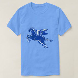 Caballo volador - Camiseta azul y blanca de la mar