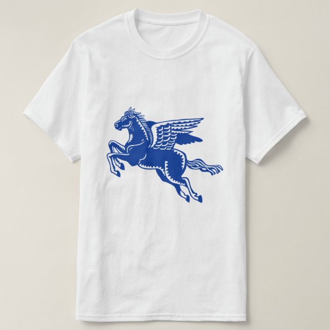 Caballo volador - Camiseta azul y blanca de la mar (Diseño del anverso)