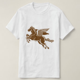 Caballo volador - Camiseta marrón y blanca