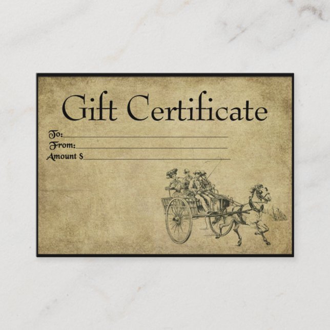 Caballo y Buggy Ride - Tarjetas de certificado de  (Anverso)