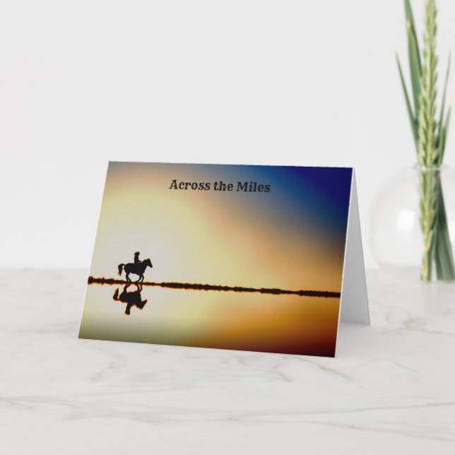 Caballo y jinete en la tarjeta de felicitación de  (Anverso)