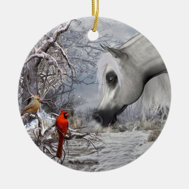 Caballo y ornamento cardinal - añada su tacto (Frente)