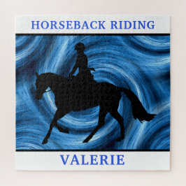 Caballo y rompecabezas de remolque azul