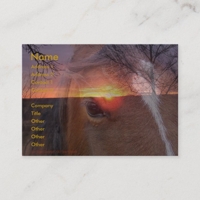 Caballo y tarjeta de visita de la salida del sol (Anverso)