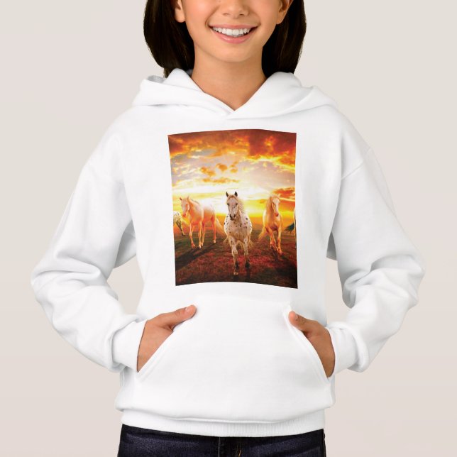 Caballos al atardecer lanzando almohada (Anverso)