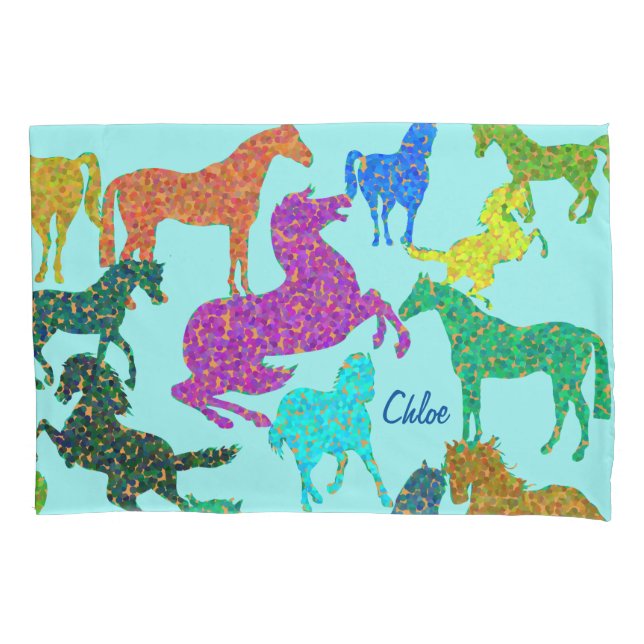 Caballos arco iris - "¡Tonto por caballos!" Funda  (Anverso)