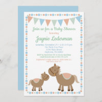 Caballos Baby Shower Invitación Country Boy Blue