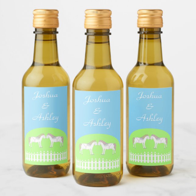 Caballos Blancos Hermosos para Bodas Personalizado (Botellas)