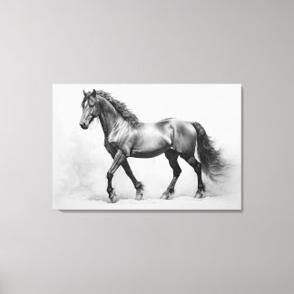 Caballos blancos negros monocromos | Gran arte mur