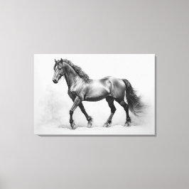 Caballos blancos negros monocromos | Gran arte mur