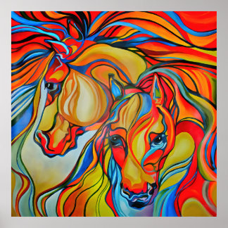 Caballos coloridos Resumen de arte