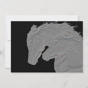 Caballos con aspecto repujado Fondo negro