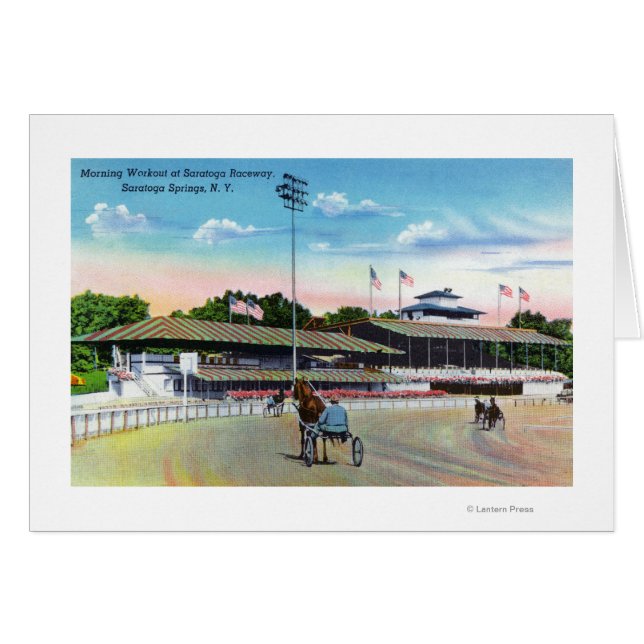 Caballos con entrenamiento matutino en la pista (Anverso (Horizontal))