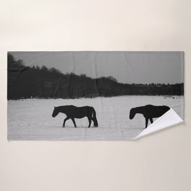 Caballos con nieve btcna (Toalla de baño)