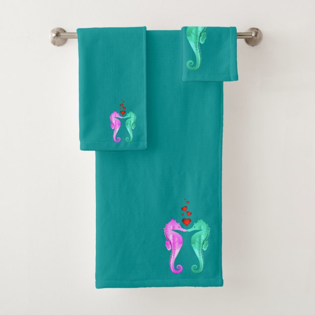 Caballos/corazones de mar rosados/besándose (In situ)