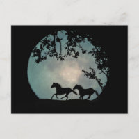 Caballos corriendo con la tarjeta postal lunar com