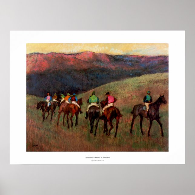 Caballos de carreras en un paisaje jockeys arte de (Frente)