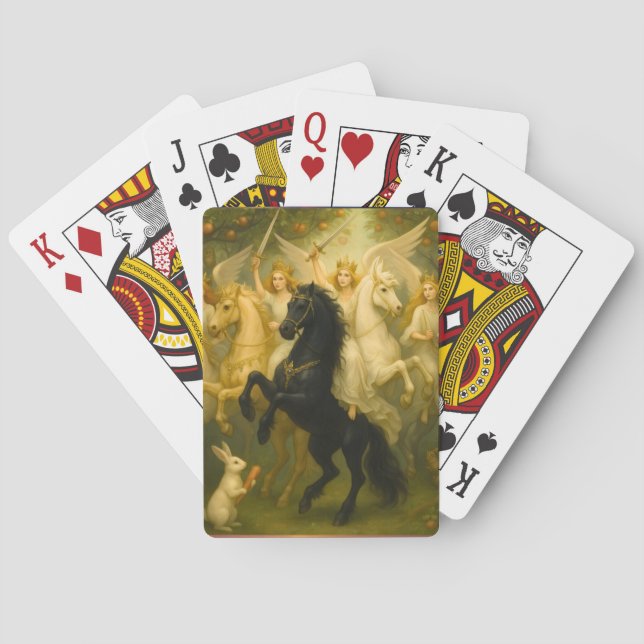 Caballos de Cuento de Hadas y Clásicas Cartas de J (Reverso)