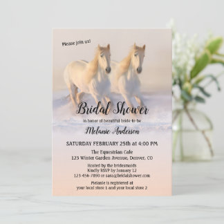 Caballos de invierno en invitación a ducha de novi