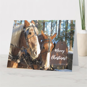 Caballos de Invierno en la Tarjeta de Navidad de S