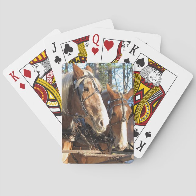 Caballos de Invierno en Sturbridge Village Cartas  (Reverso)