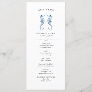 Caballos de mar de acuarela simple de Menus boda