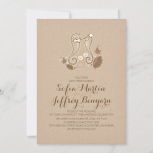 Caballos de mar elegantes invitación a la boda en 