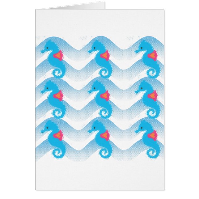 Caballos De Mar Y Patrón De Ondas Azules (Frente)
