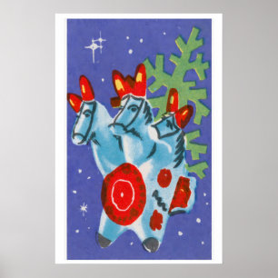 Caballos de Navidad - Impresión de caja de cerilla