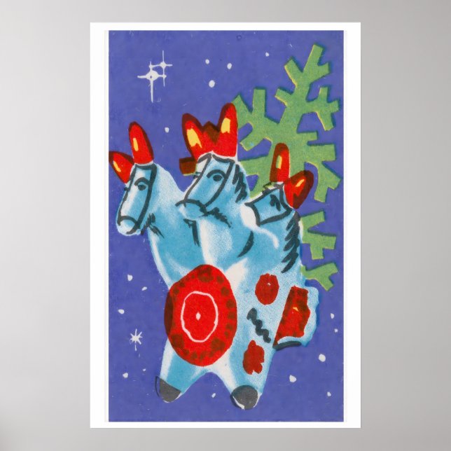 Caballos de Navidad - Impresión de caja de cerilla (Frente)