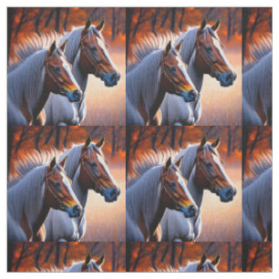 Caballos De Rumby Marrón Y Blanco, Tela