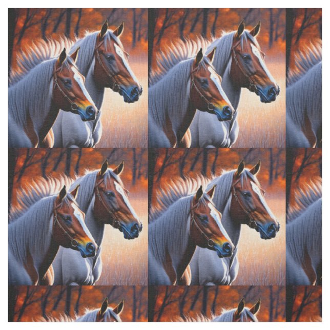 Caballos De Rumby Marrón Y Blanco, Tela (Retal)