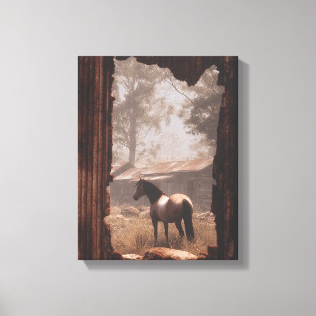 Caballos en Claro del Bosque Rayo de Sol Arte (Anverso)