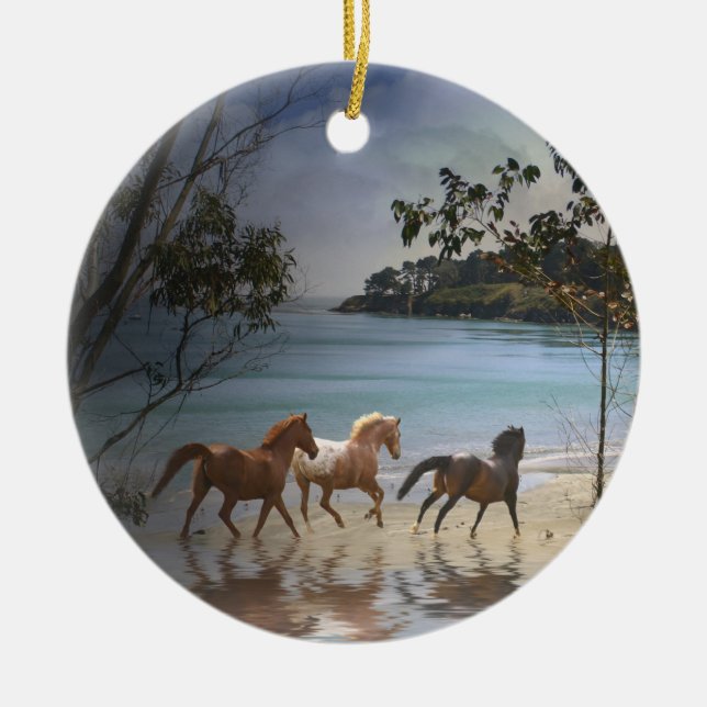 Caballos en el ornamento de la playa (Frente)