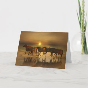 Caballos en las tarjetas de notas Beach Blank